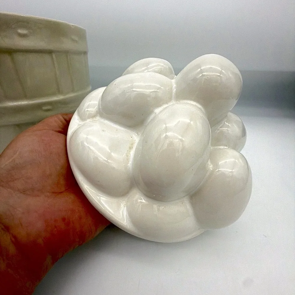 Vintage McCoy Egg Cluster Cookie Jar Ceramic Basket Base Cream